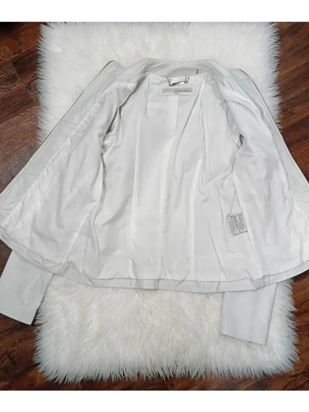 Wilsons Leather M Buttersoft Womens Slate White Clean Preppy Jacket Zip Pockets - Picture 14 of 16